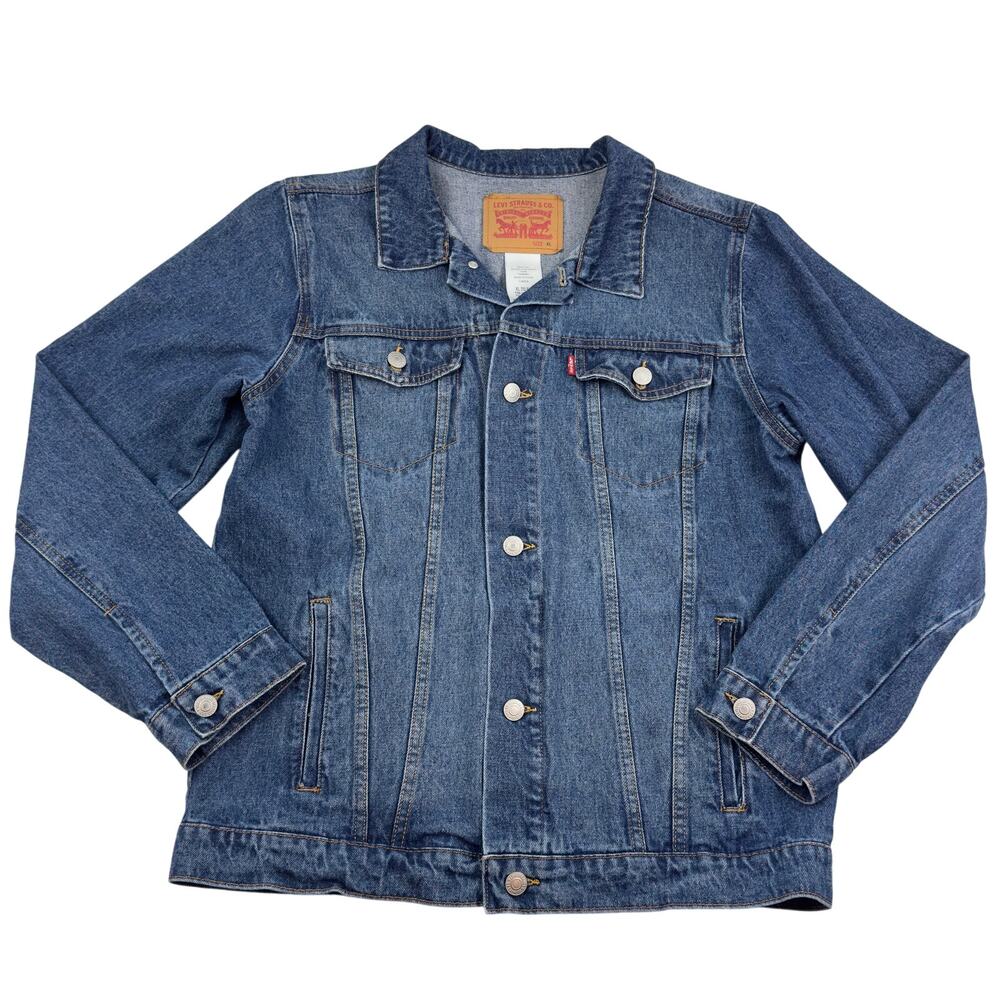 Levi's Classic Timeless Medium Wash Denim Trucker Jacket Junior's Size XL 13-15